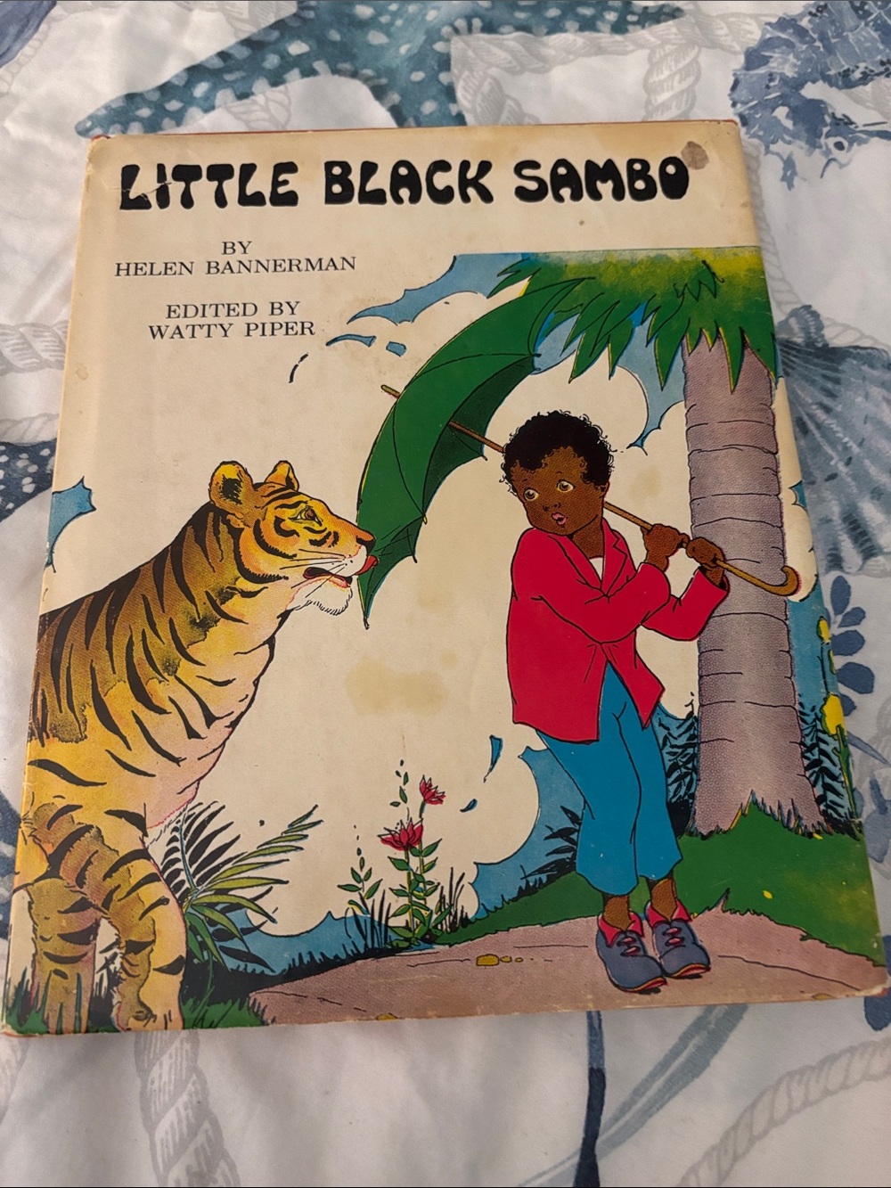 Vintage Little Black Sambo Illustrated Children's Book - Red & Blue Cover
